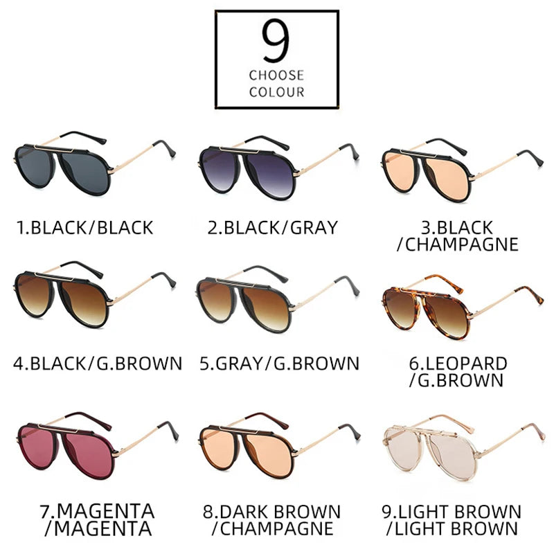 SO&EI New Oversized Pilot Women Sunglasses Vintage Gradient Shades UV400 Men Trending Sun Glasses