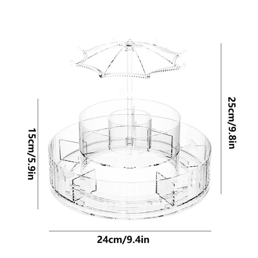 360 Degree Rotating Desktop Cosmetic Storage Box, Skincare Product Tray, Acrylic Transparent Desktop Shelf, Transparent