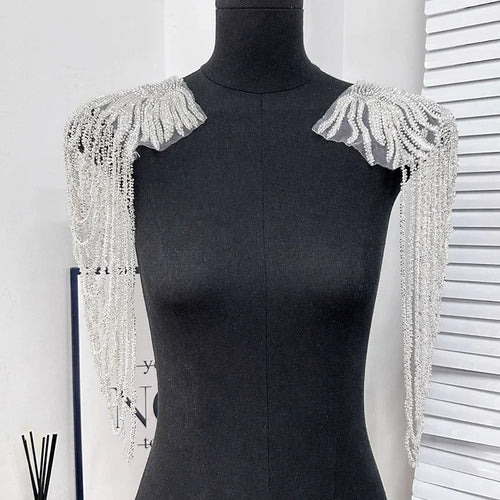 1pc Tassel Chain Sequin Shoulder Ornaments Wedding Dress Performance Clothing DIY Sewing Patch Fashion Handmade Accessories