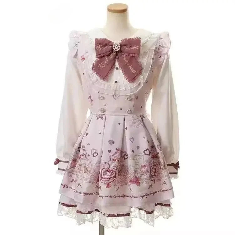 Sweet Lolita Vintage Suits Women Ruffles Cardigan + Sexy Y2k Corset Vest + Mini Skirts Autumn Korean Elegant 3 Piece Dress Sets