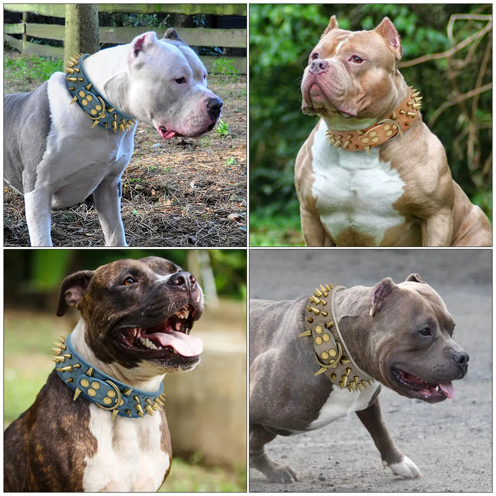 Heavy and Duty Dog Collar Comforable Widen Dog Collar for Extra Large Dogs Prevent Bite Sharp Spiked Leather Shepherd Dog Collar