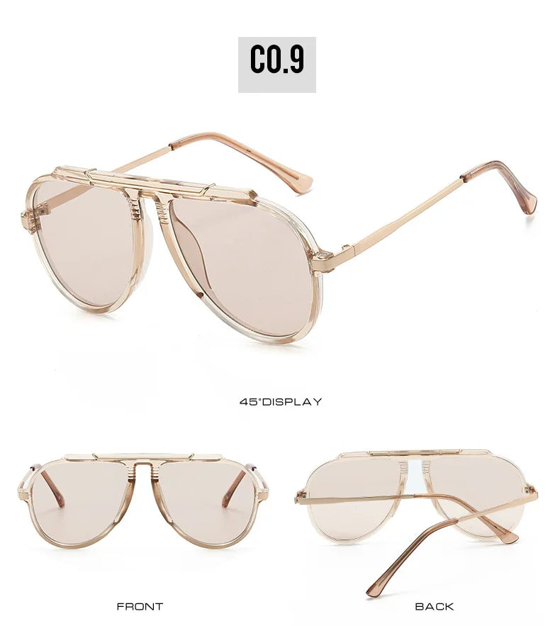 SO&EI New Oversized Pilot Women Sunglasses Vintage Gradient Shades UV400 Men Trending Sun Glasses