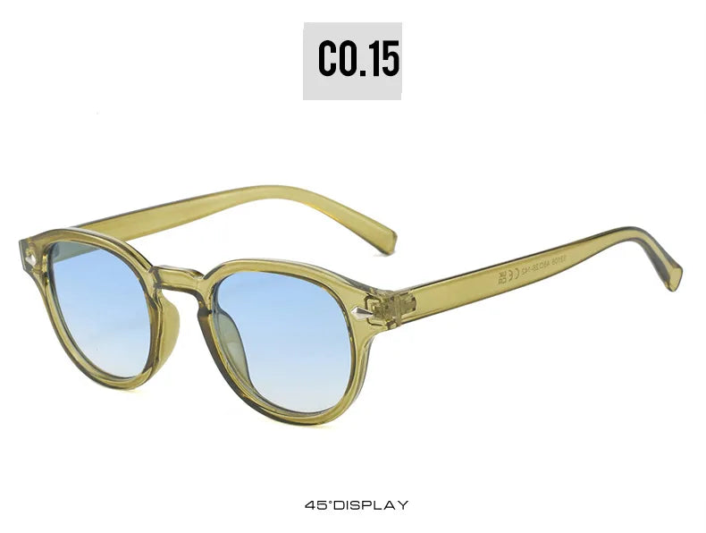 SO&EI Retro Oval Men Rivets Sunglasses Fashion Clear Ocean Gradient Lens Eyewear UV400 Women Trending Yellow Blue Sun Glasses
