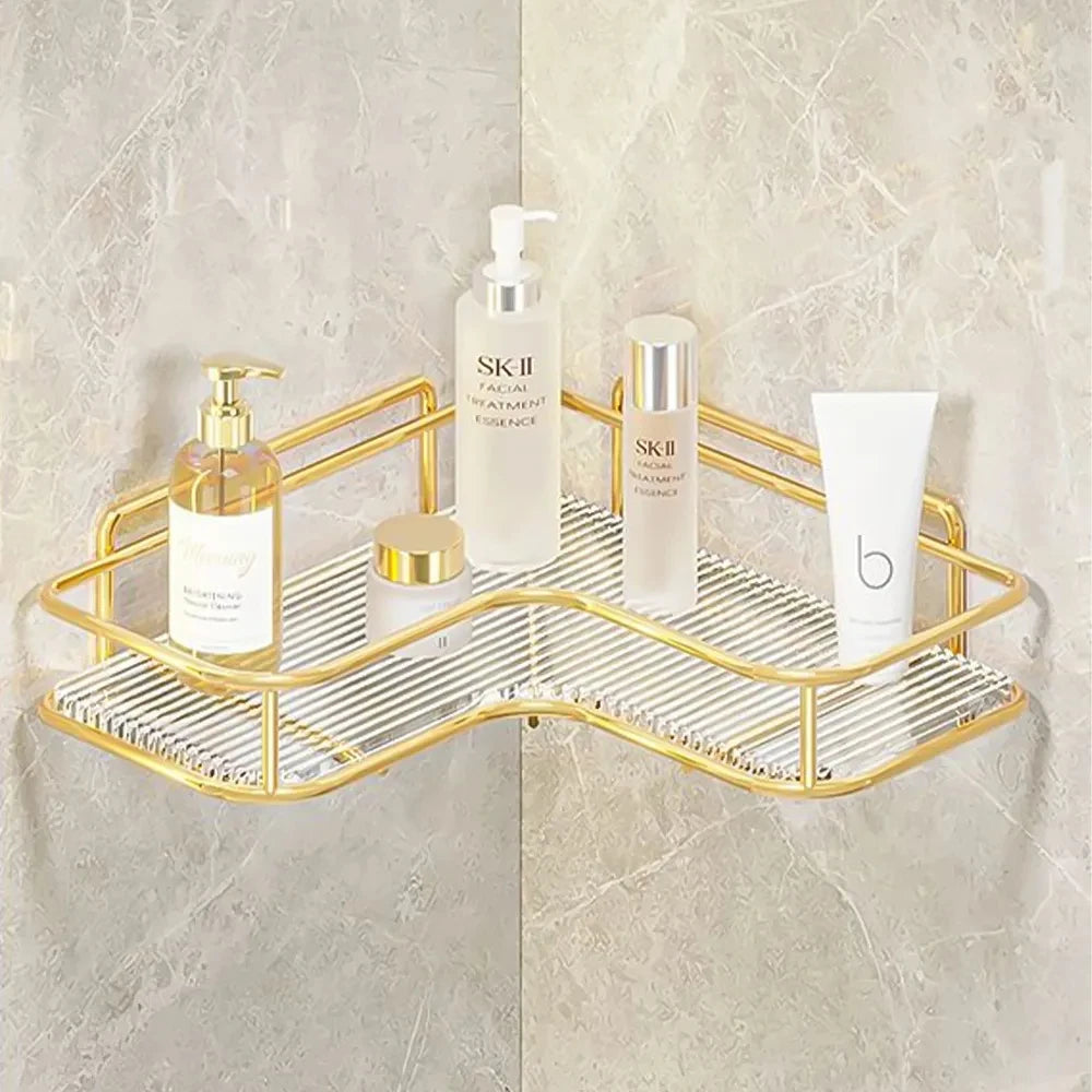 Luxury Acrylic Bathroom Shelf without Drilling Corner Shelf For Shower Kitchen Toilet Skincare Organizer Bathroom Accessories