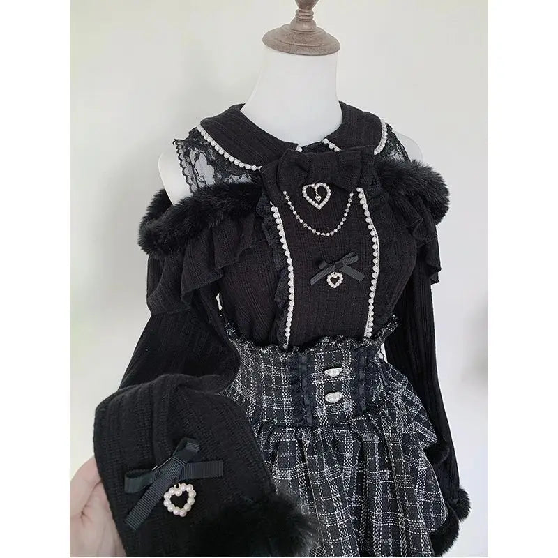 Sweet Lolita Vintage Suits Women Ruffles Cardigan + Sexy Y2k Corset Vest + Mini Skirts Autumn Korean Elegant 3 Piece Dress Sets