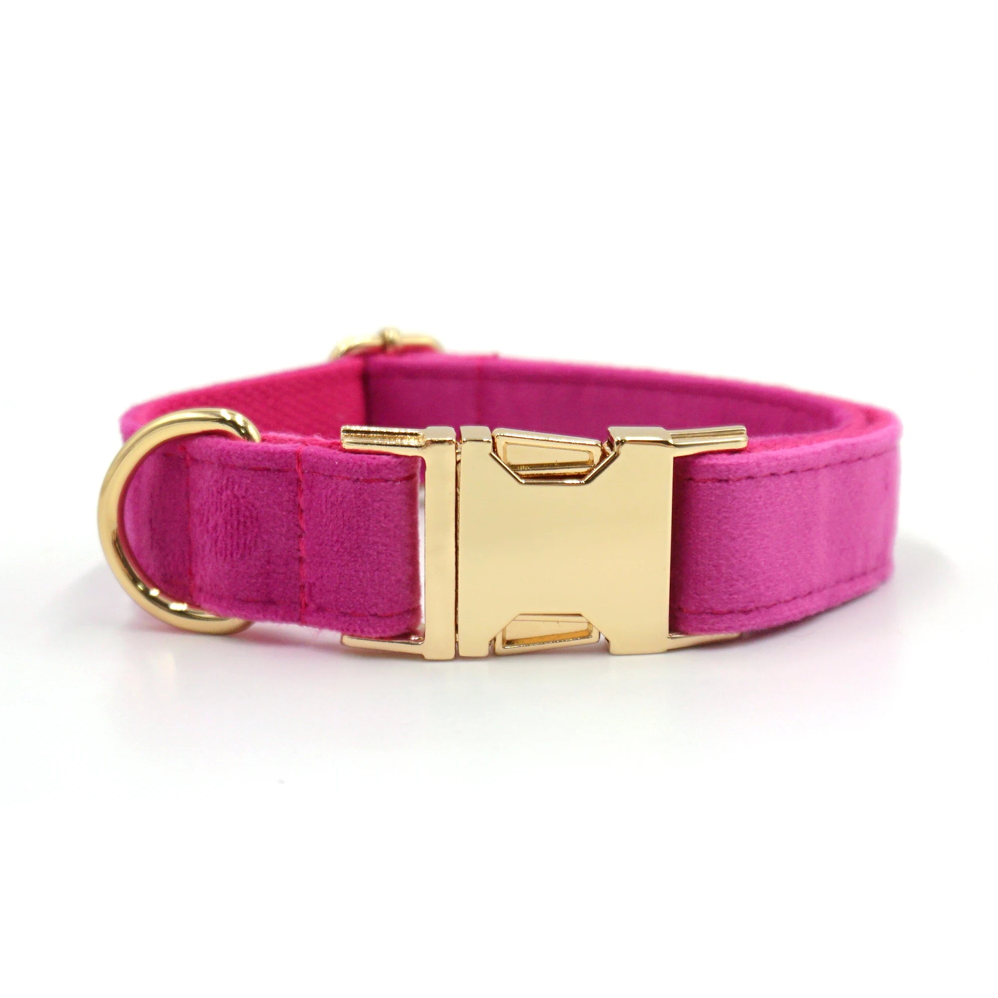 Fuchsia Velvet Personalized Dog Collar for Small Dogs Light Weight Cute Dog Harness with Bow Flower Custom Puppy Traction Set