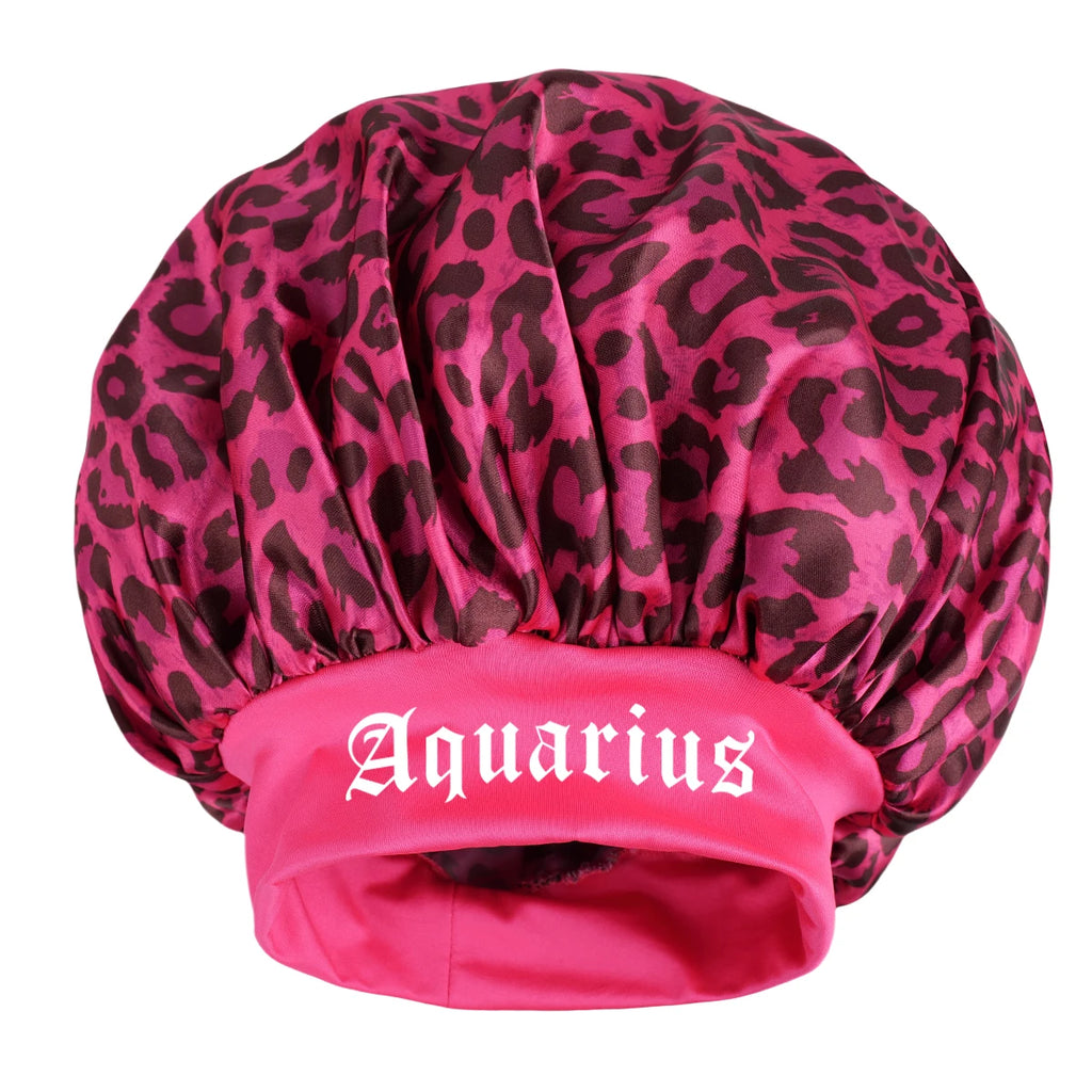 Constellation Leopard Satin Sleep Bonnet - Adjustable Hair & Skin Protection | Women's Night Skincare & Hair Care Bonnet
