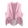 Kids Western Cowboy Vest Boys Girls Suede Tassel Fringe Dress Up Jacket With Hood Girls