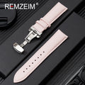 Litchi Grain Strap 18/20/22mm Watch Accessories Genuine Soft Leather Wristwatch Band With Butterfly Buckle