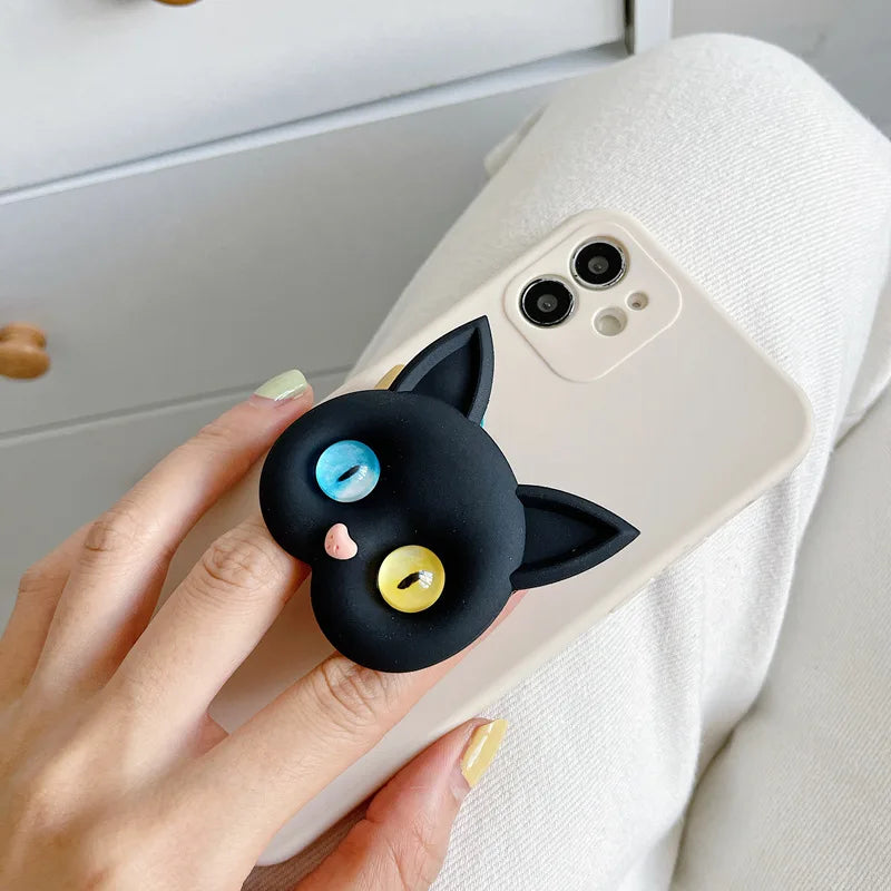 1 PC Cartoon 3D Cat Support Mobile Phone Extension Frame Finger Bracket Universal Fold Mobile Phone Bracket Air Sac Phone Holder