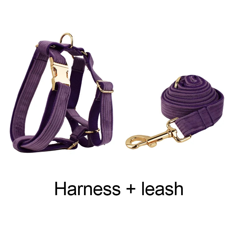 Epic   Corduroy Dog Collar And Leash Set For Dogs Custom Engraved Nameplate Pet Supplies Dog Leash Corduroy15