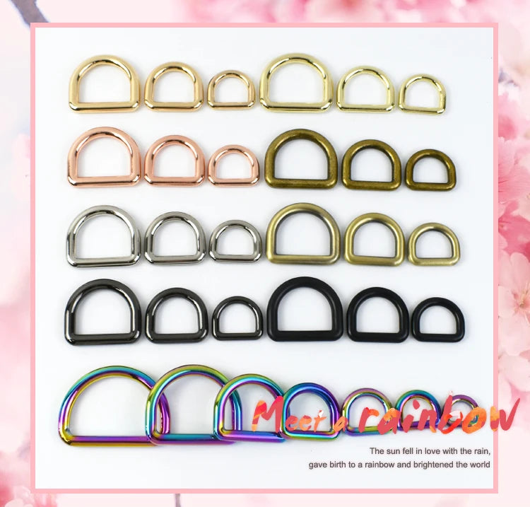 10Pcs Seamless Metal D Rings Buckles for Bags Purse Strap Pet Dog Collar Hardware Backpack Webbing Ring Clasp Sewing Accessories