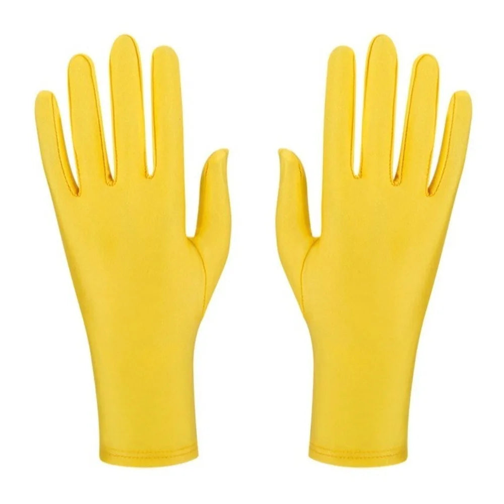 New Gift Party Dress Performance Gloves Solid Color Spandex Sunscreen Gloves Full Fingers Spandex Gloves Gift
