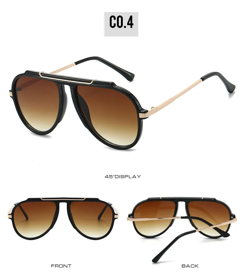SO&EI New Oversized Pilot Women Sunglasses Vintage Gradient Shades UV400 Men Trending Sun Glasses