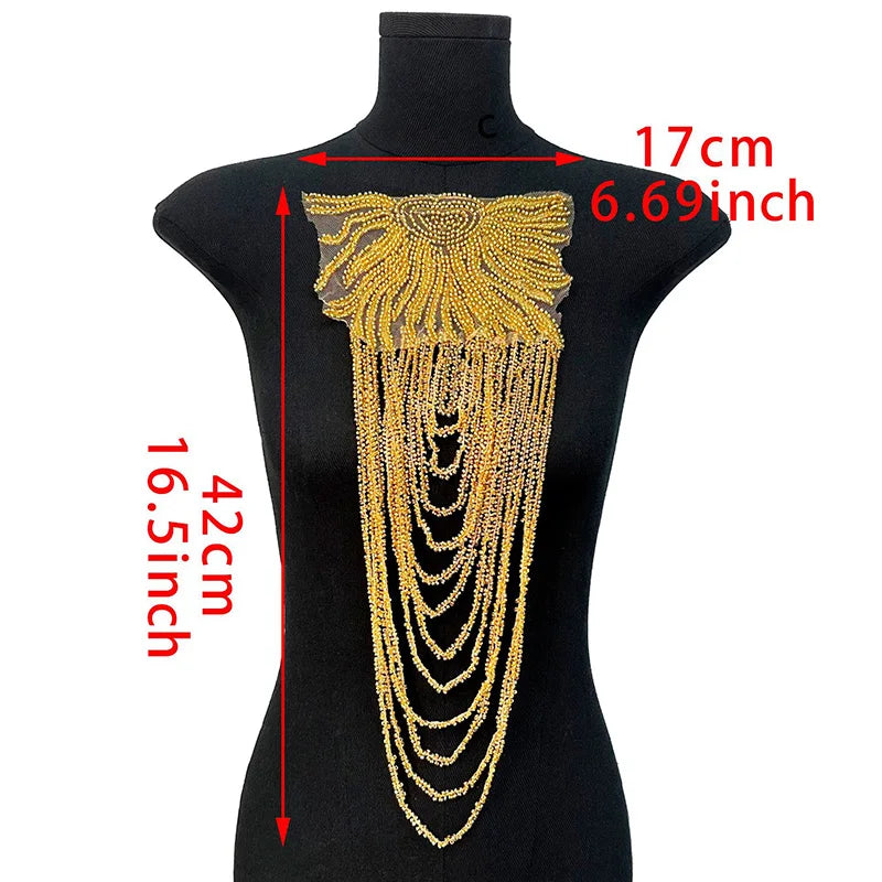 1pc Tassel Chain Sequin Shoulder Ornaments Wedding Dress Performance Clothing DIY Sewing Patch Fashion Handmade Accessories