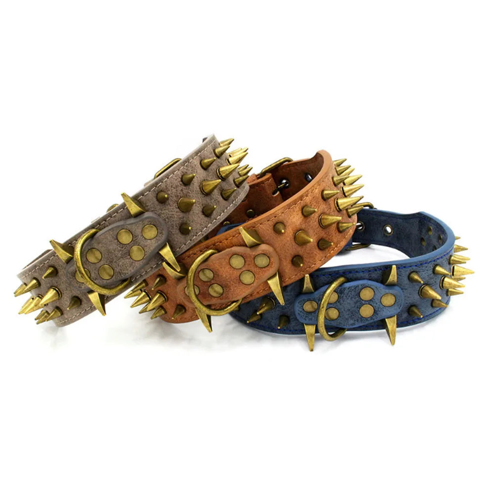 Heavy and Duty Dog Collar Comforable Widen Dog Collar for Extra Large Dogs Prevent Bite Sharp Spiked Leather Shepherd Dog Collar