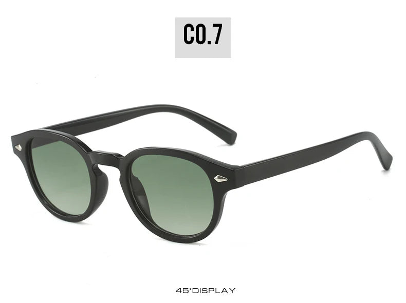 SO&EI Retro Oval Men Rivets Sunglasses Fashion Clear Ocean Gradient Lens Eyewear UV400 Women Trending Yellow Blue Sun Glasses