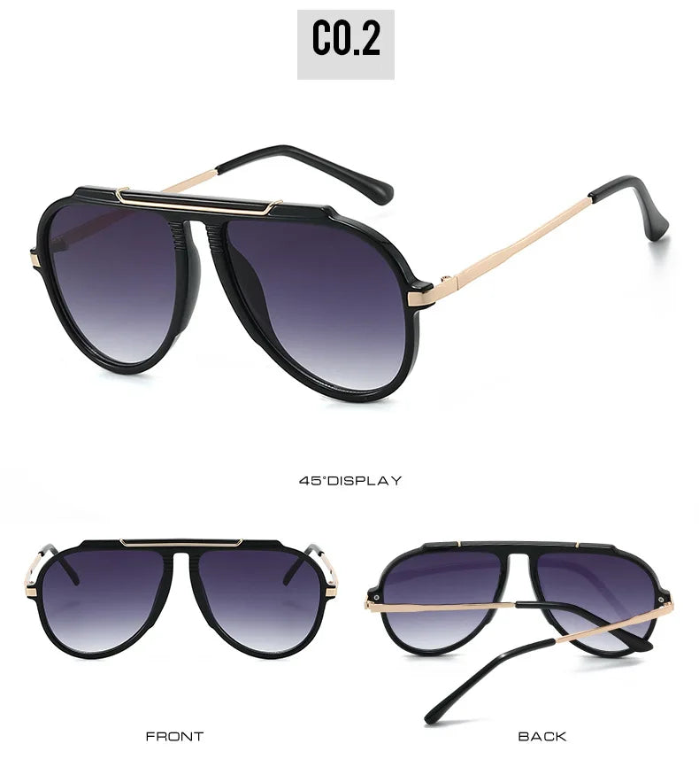 SO&EI New Oversized Pilot Women Sunglasses Vintage Gradient Shades UV400 Men Trending Sun Glasses