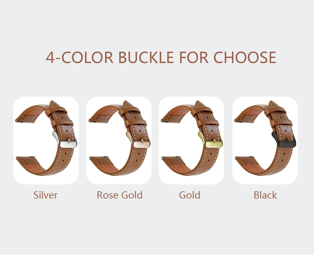 Top Grain Genuine Leather Watch Band, Quick Release 12/14/16/18/19/20/21/22/24 mm Watch Straps, Replacement Bands for Men Women