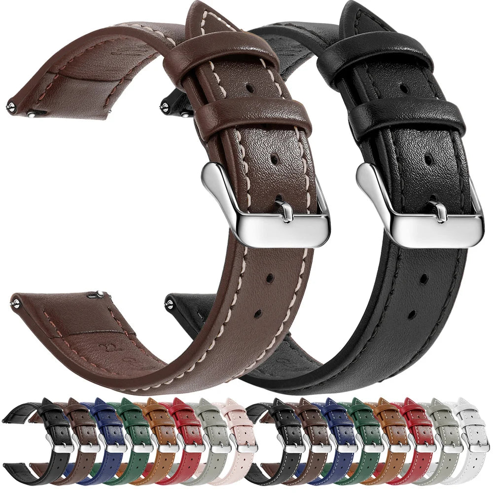 Top Grain Genuine Leather Watch Band, Quick Release 12/14/16/18/19/20/21/22/24 mm Watch Straps, Replacement Bands for Men Women