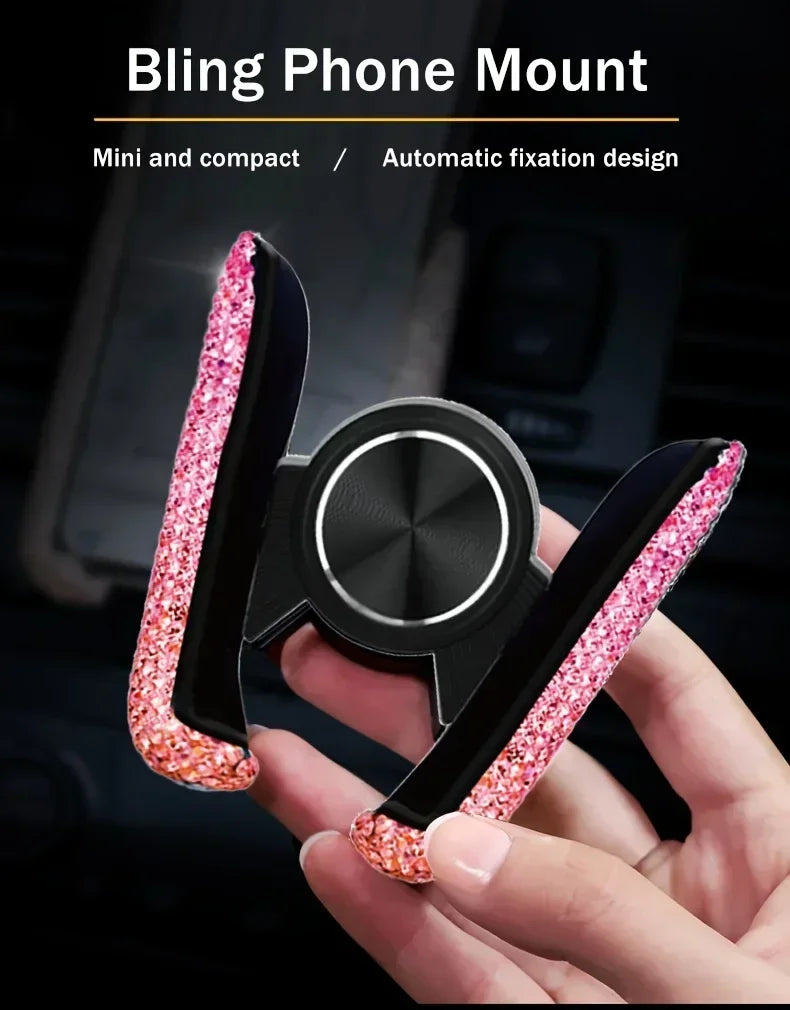 Crystal Car Phone Holder Car Air Vent Mount Clip Mobile Phone Holder Woman Diamond Auto Phone Bracket Interior Accessories Amagi