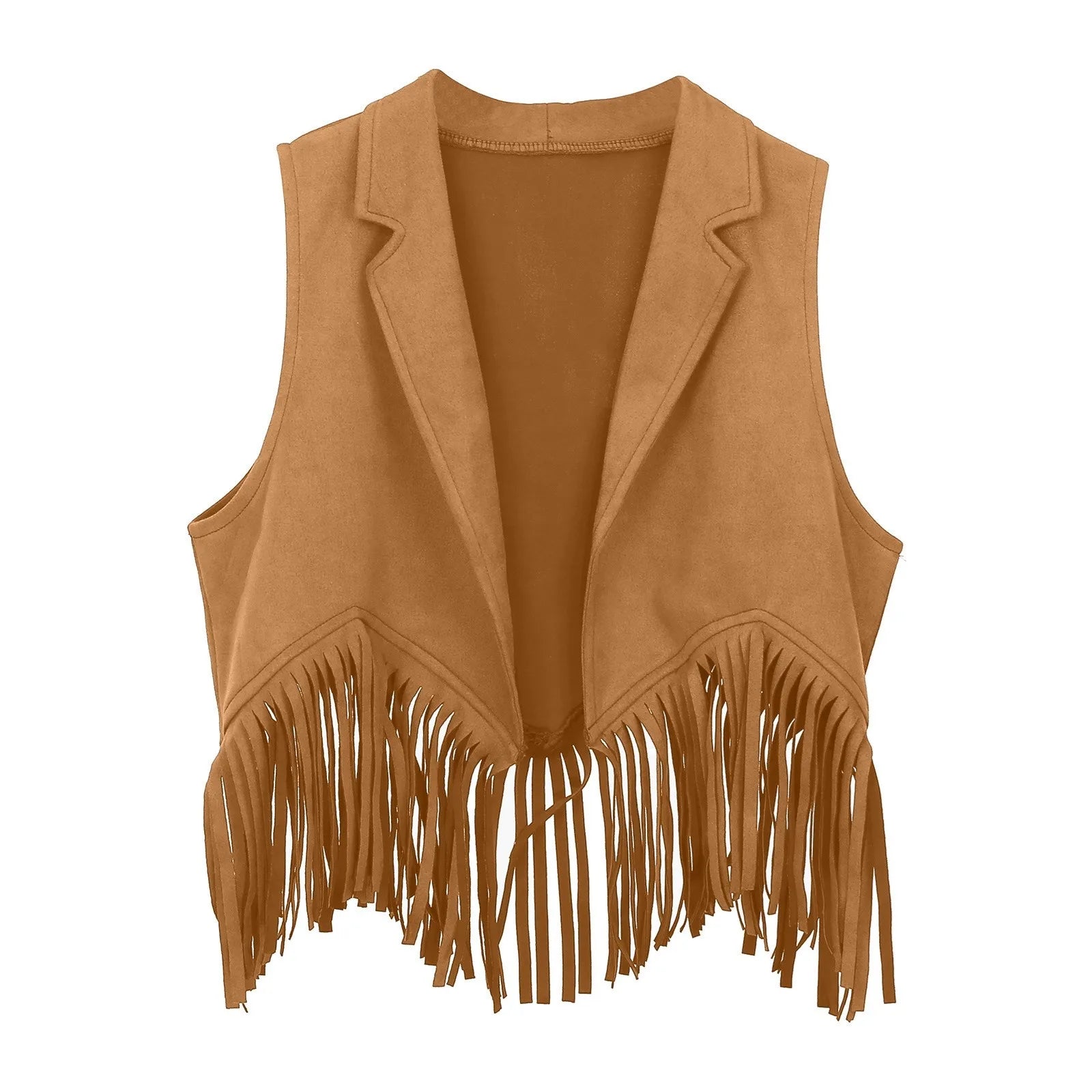 Kids Western Cowboy Vest Boys Girls Suede Tassel Fringe Dress Up Jacket With Hood Girls
