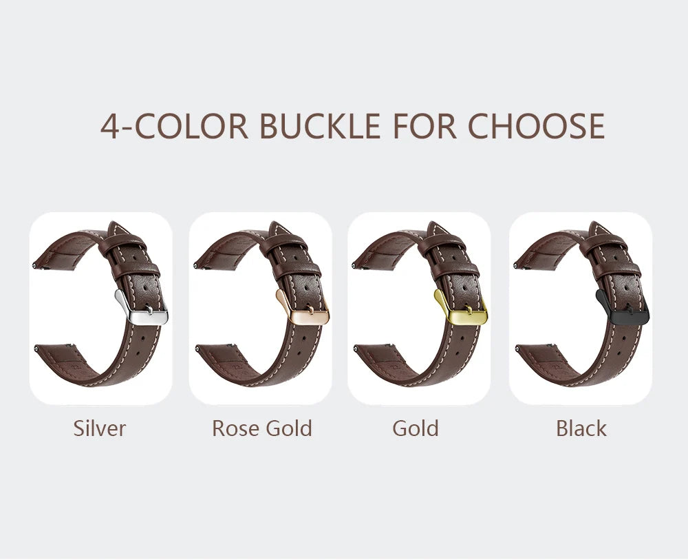 Top Grain Genuine Leather Watch Band, Quick Release 12/14/16/18/19/20/21/22/24 mm Watch Straps, Replacement Bands for Men Women