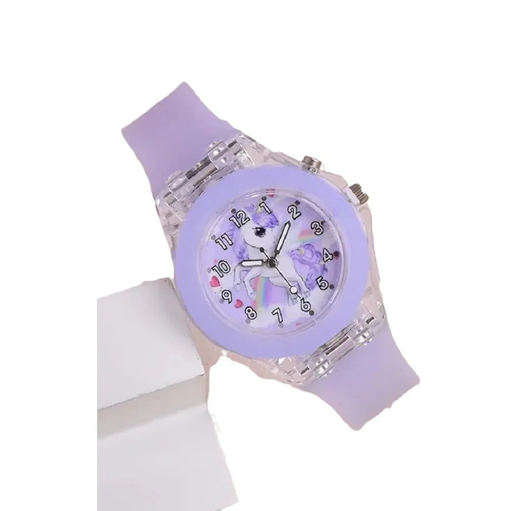 Fashion Butterfly Silicone Luminous Watch + Butterfly Beaded Bracelet