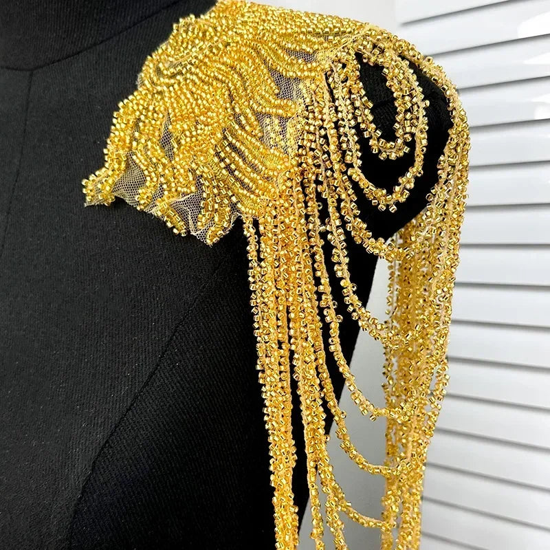 1pc Tassel Chain Sequin Shoulder Ornaments Wedding Dress Performance Clothing DIY Sewing Patch Fashion Handmade Accessories