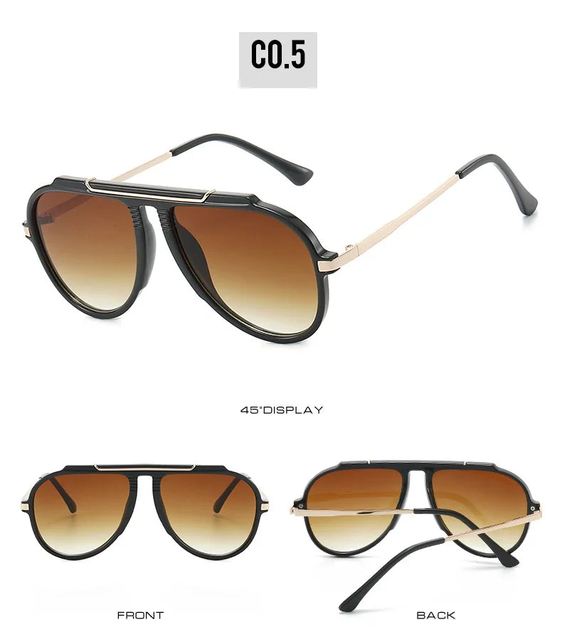 SO&EI New Oversized Pilot Women Sunglasses Vintage Gradient Shades UV400 Men Trending Sun Glasses