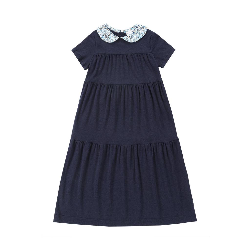 AS Robe 25SS Girls Dress Cute Girls Baby Set Sisters Matching Clothing Floral Collar Patchwork