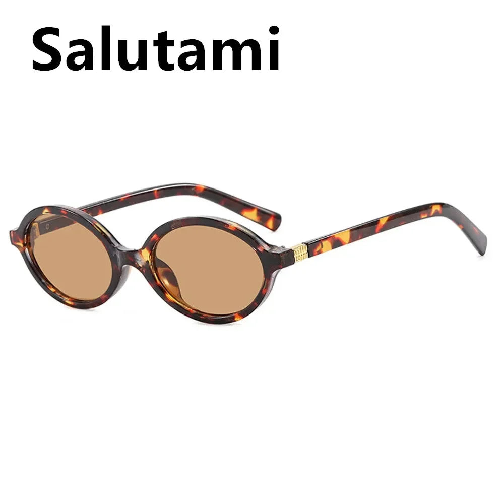 Vintage Small Oval Leopard Black Sunglasses for Women New Fashion Brand Gradient Elegant Y2K Sun Glasses Ladies Hip Hop Shades