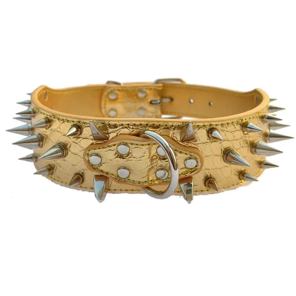 Heavy and Duty Dog Collar Comforable Widen Dog Collar for Extra Large Dogs Prevent Bite Sharp Spiked Leather Shepherd Dog Collar
