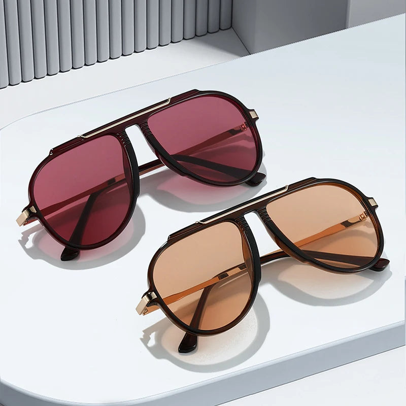 SO&EI New Oversized Pilot Women Sunglasses Vintage Gradient Shades UV400 Men Trending Sun Glasses