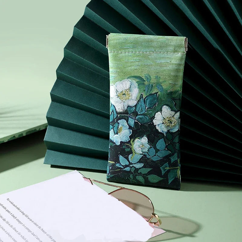 1pc Vincent Van Gogh Painting Glasses Bag Closure Travel Sunglasses Reading Glasses Storage Pouch Waterproof Eyewear Holder