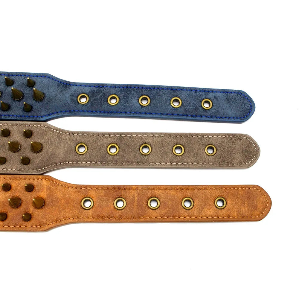 Heavy and Duty Dog Collar Comforable Widen Dog Collar for Extra Large Dogs Prevent Bite Sharp Spiked Leather Shepherd Dog Collar