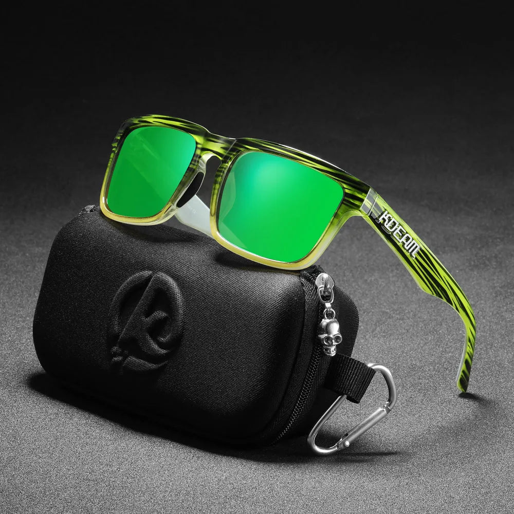 KDEAM Classic Square Sunglasses Men Women Category 3 Polarized Sun Glasses Unique Frame Surface Eyewear With Case Box KD332