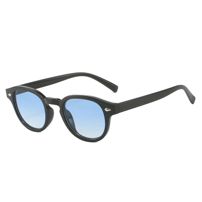 SO&EI Retro Oval Men Rivets Sunglasses Fashion Clear Ocean Gradient Lens Eyewear UV400 Women Trending Yellow Blue Sun Glasses
