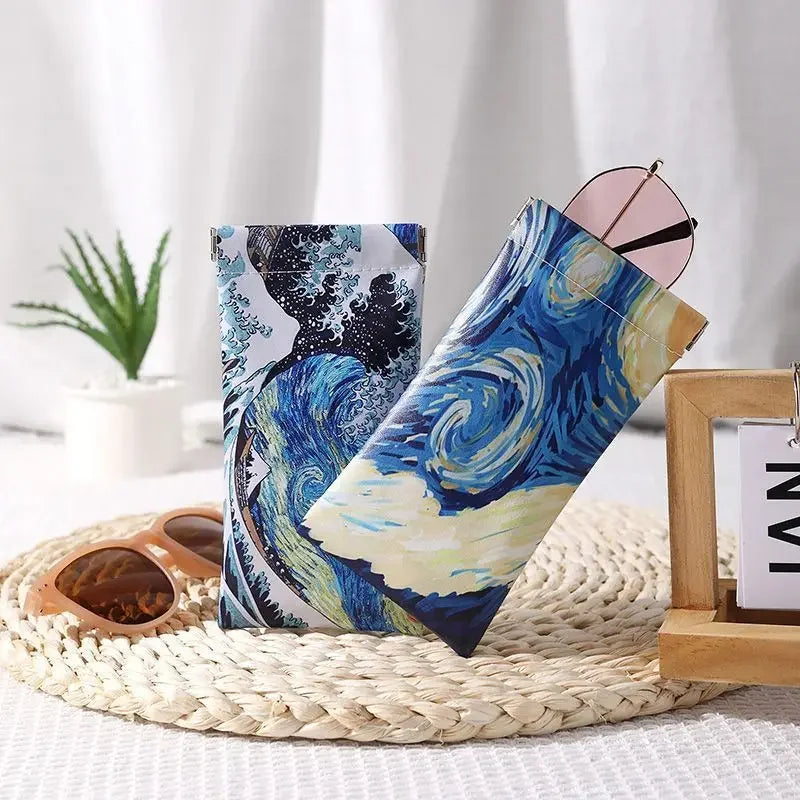 1pc Vincent Van Gogh Painting Glasses Bag Closure Travel Sunglasses Reading Glasses Storage Pouch Waterproof Eyewear Holder