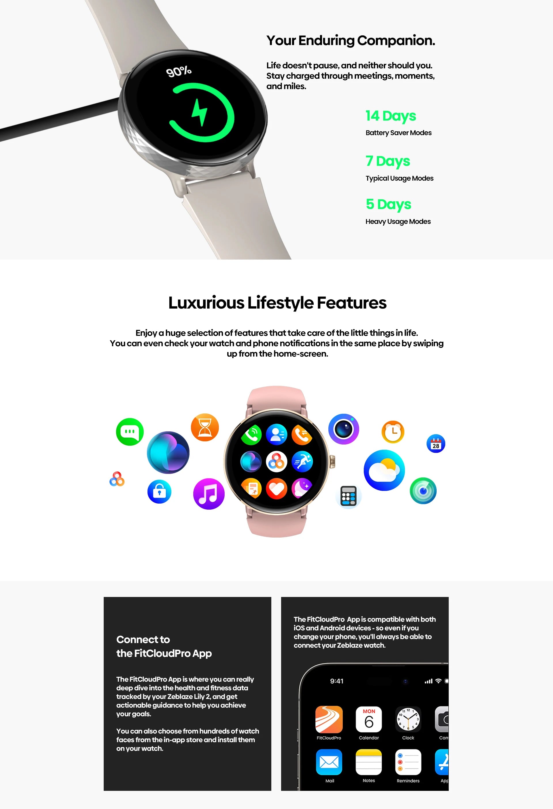 New 2025 Zeblaze LILY 2 Voice Calling Female Smartwatch Double Strap 1.2" HD AMOLED Display Health Monitoring Sports Smart Watch