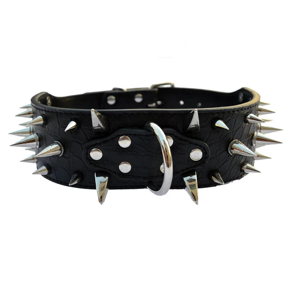 Heavy and Duty Dog Collar Comforable Widen Dog Collar for Extra Large Dogs Prevent Bite Sharp Spiked Leather Shepherd Dog Collar