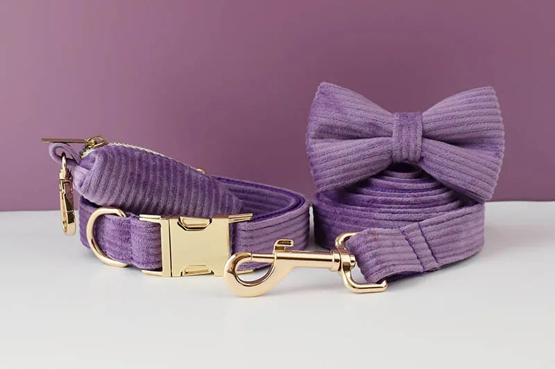 Epic   Corduroy Dog Collar And Leash Set For Dogs Custom Engraved Nameplate Pet Supplies Dog Leash Corduroy15