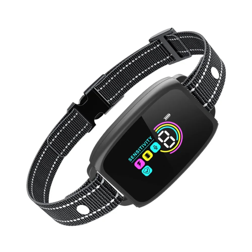 Intelligent Dog Barking Collar Color Screen Shock Functions Anti Bark Dog Collar Type-C Rechargeable with Sound Vibration