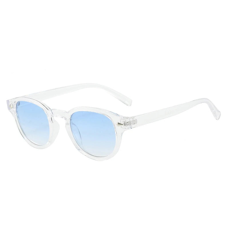 SO&EI Retro Oval Men Rivets Sunglasses Fashion Clear Ocean Gradient Lens Eyewear UV400 Women Trending Yellow Blue Sun Glasses