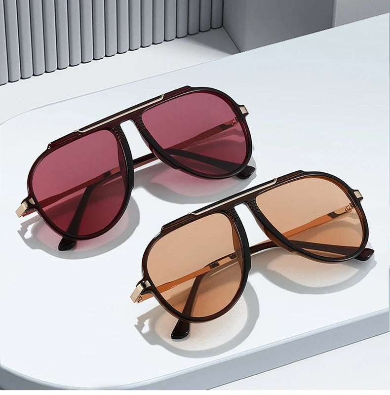 SO&EI New Oversized Pilot Women Sunglasses Vintage Gradient Shades UV400 Men Trending Sun Glasses