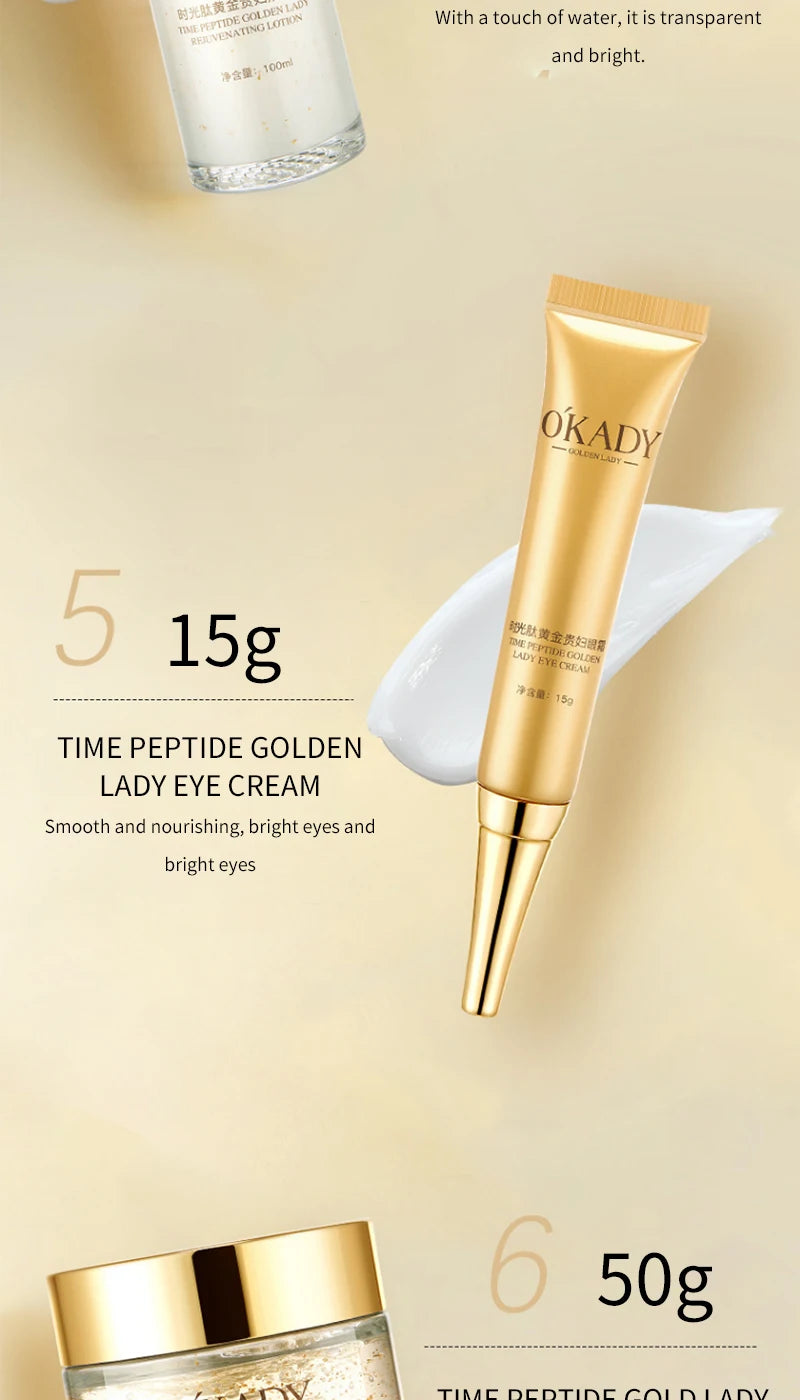 Oupe Time Peptide Gold Noblewoman Ten-Piece Set Hydrating and Moisturizing Skincare Kit Nourishing and Repairing Cosmetics Brightens Skin Tone Nourishes Skin Unisex Suitable for Sensitive Skin Deep Hydration Gift Box Essentia