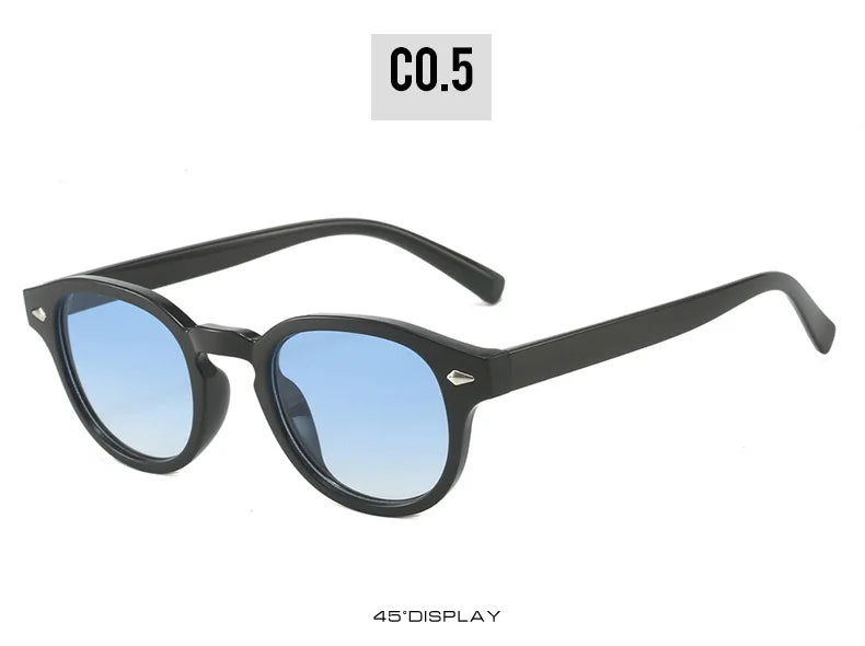 SO&EI Retro Oval Men Rivets Sunglasses Fashion Clear Ocean Gradient Lens Eyewear UV400 Women Trending Yellow Blue Sun Glasses