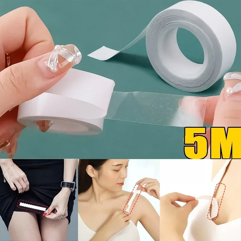 5Roll Fearless Tape Womens Double Sided Tape for Clothing Dress Low Cut Neckline Body Skin Anti-exposure Adhesive Sticker Strips