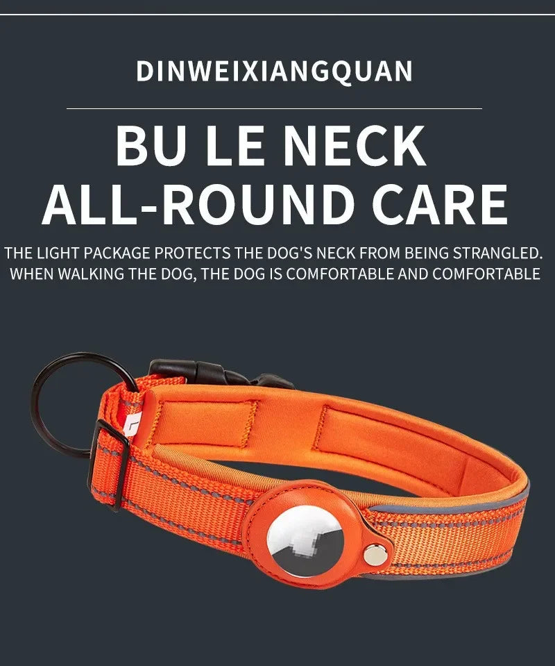 For AirTag Dog Collar Reflective Dog Collar Padded Collars AirTag Holder Case Adjustable Pet Collar for Small Medium Large Dogs