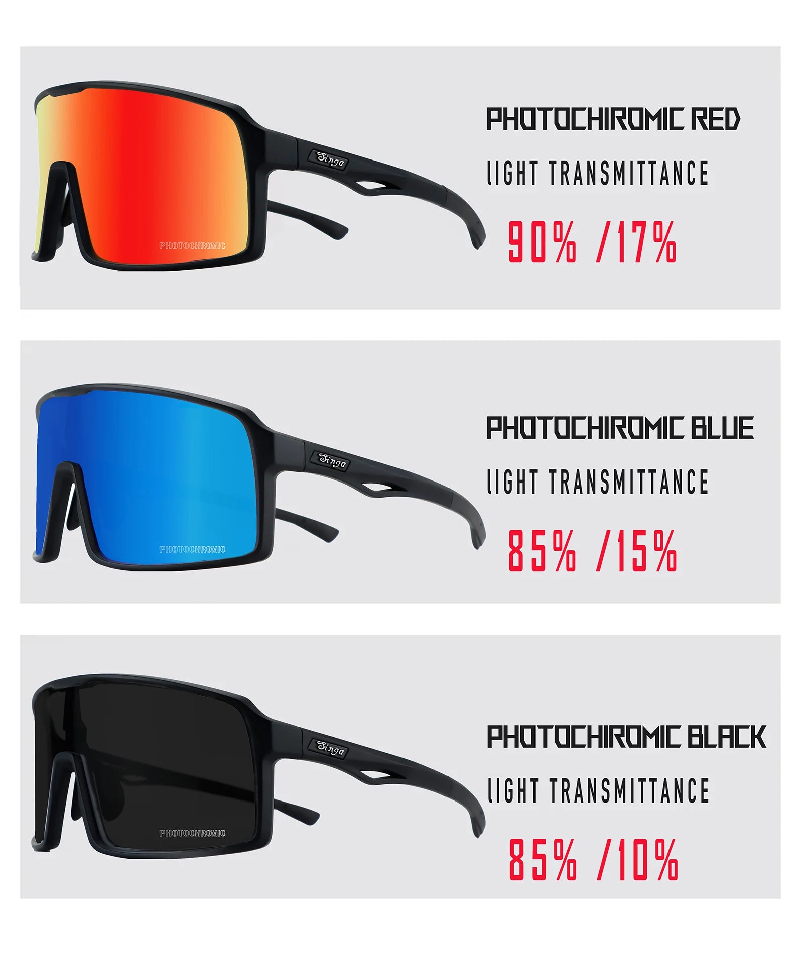 Photochromic Cycling Glasses Singa Cycling Sunglasses UV400 Runnning Sunglasses Eyepieces Bicycle Eyewear Sunglasses Equipment
